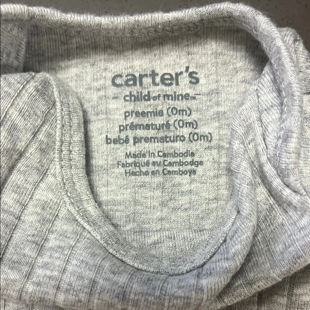 Carter's Light Gray Ribbed Bodysuit - Picture 2 of 3